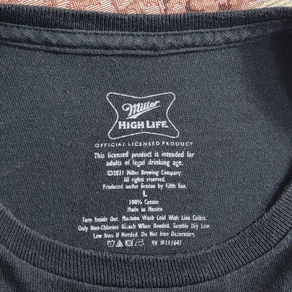 Miller High Life Beer T-Shirt Mens Large Black Long Sleeve Crew Neck - Picture 9 of 9